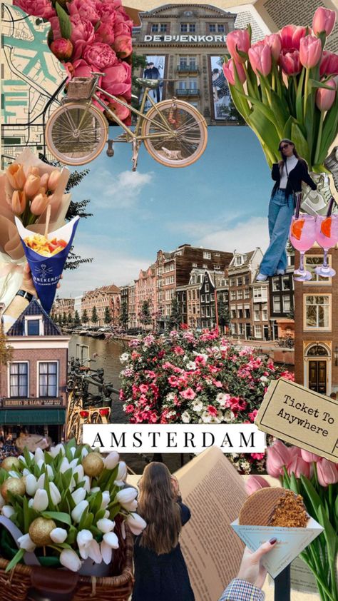 Netherlands Wallpaper Iphone, Amsterdam Aesthetic Wallpaper, Amsterdam Vision Board, Travel Manifestation Wallpaper, Manifestation Wallpaper Aesthetic, Europe Aesthetic Wallpaper, Netherlands Aesthetic Wallpaper, Amsterdam Travel Aesthetic, Amsterdam Collage Wallpaper