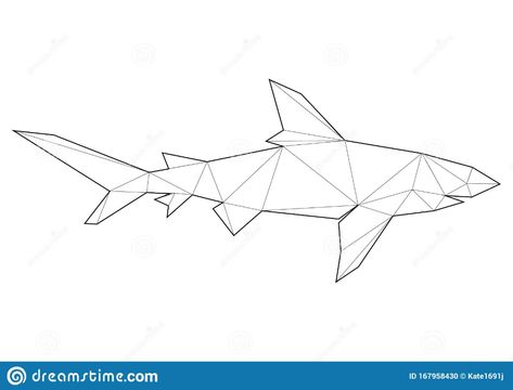 Geometric Shark Tattoo, Art Of Animals, Geometric Shark, Beachy Tattoos, Linear Art, Poly Art, Polygon Art, Shark Tattoos, Geometric Drawing