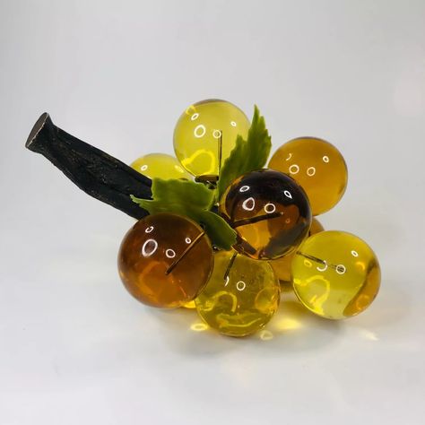 Vtg Jumbo Lucite Grapes Golden Honey Amber Faux Wood Stem | eBay Golden Honey, Vintage Purses, Vintage Lucite, Mid Century Decor, Cozy Space, Faux Wood, Black Light, Glass Collection, Collectable Items