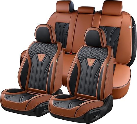 Amazon.com: FLORICH Leather Seat Covers, Seat Covers Full Set, Car Seat Protectors 5 Seats,Automotive Seat Covers Fit for Most Cars Trucks-Brown&Black : Automotive Automotive Seat Covers, Truck Seat Covers, Black Color Combination, Truck Mods, Car Seat Protector, Leather Car Seat Covers, Leather Car Seats, Leather Seat Covers, Seat Protector