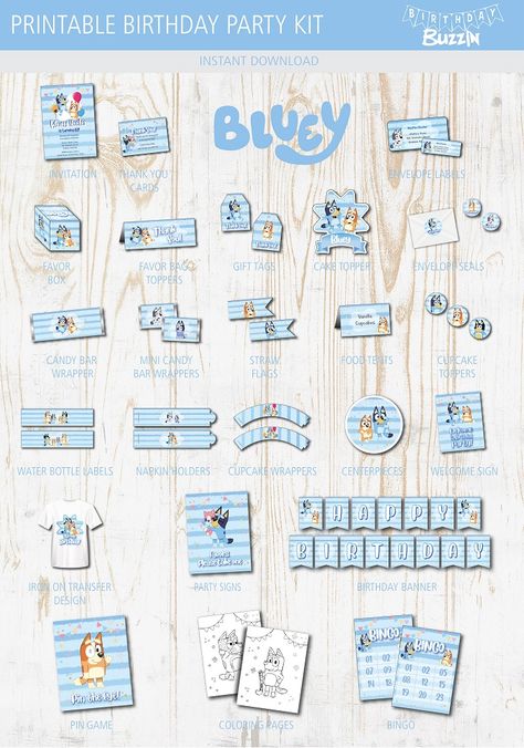 Free Printable Bluey, Printable Bluey, Bluey Birthday Party, Favor Bag Toppers, Bluey Party, Ideas Fiesta, Bluey Birthday, Birthday Inspiration, Birthday Banner Design