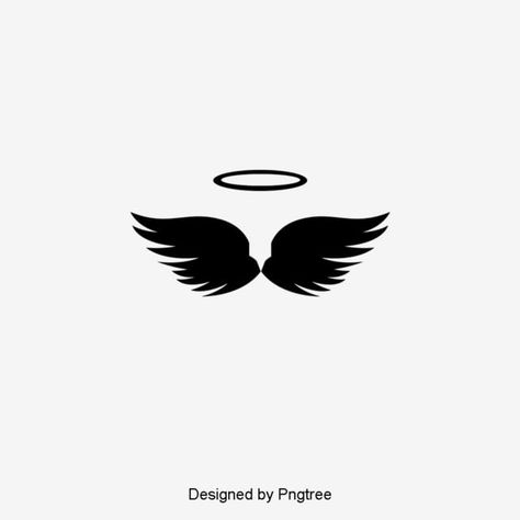 Simple Black Tattoos, Wing Silhouette, Angel Wing Silhouette, Wooden Angel Wings, Halo Tattoo, Black And White Silhouette, Draw Step By Step, Angel Wings Tattoo, Scary Wallpaper