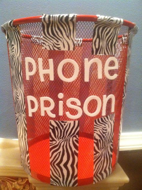 Phone prison for classroom when students get caught playing on their phones. Phone Prison, Phone Jail, High Schools, Math Tricks, Electronics Design, Teaching Tips, Classroom Organization, Teaching Math, Teaching Ideas