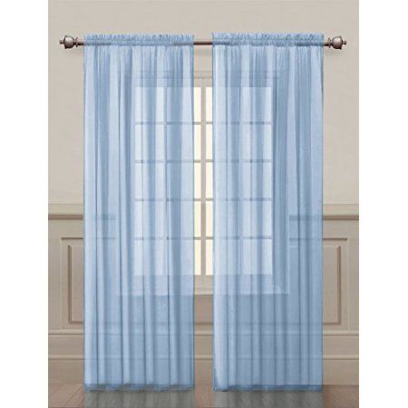 Baby Blue Curtains, Blue Kitchen Interior, Light Blue Curtains, Nursery Curtains, Voile Curtains, Blue Curtains, Rod Pocket Curtain Panels, Rod Pocket Curtains, Blue Bedroom