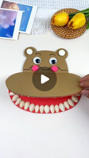 paper crafts creator on Instagram: "Title: "Pistachio Shell Hippo: A Fun DIY Toothbrush Holder for Kids!"

Hashtags:
1. #ParentChildHandicraft
2. #ChildrensHandicraft
3. #CreativeReuse
4. #EcoFriendlyCrafts
5. #DentalHygieneFun" Make A Toothbrush Craft, Pistachio Shell Crafts, Shell Crafts Kids, Hippo Craft, Toothbrush Craft, Diy Toothbrush Holder, Hippo Crafts, Diy Toothbrush, Pistachio Shell