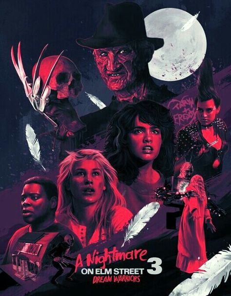 A NIGHTMARE ON ELM ST.3 DREAM WARRIORS. Classic Horror Movies Posters, Dream Warriors, Robert Englund, Halloween Horror Movies, Fan Poster, 80s Horror, Horror Movie Icons, A Nightmare On Elm Street, Horror Posters