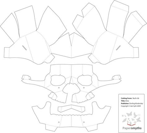 Another Pop Up Skull - Template example, No Instructions Paper Skull Template, Wintercroft Mask, Paper Mask Template, Skull Template, Paper Toy Printable, Cardboard Mask, Den Mrtvých, Paper Dogs, 3d Skull