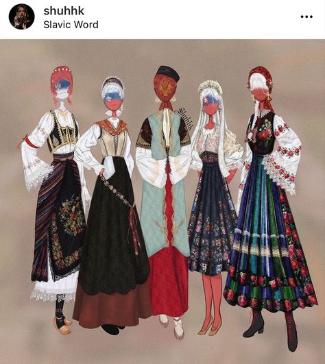 Polish Outfits, Serbia Aesthetic, Czech Clothing, Slavic Countries, Polish Folklore, Poland Culture, Slavic Clothing, Poland Fashion, Slavic Folklore