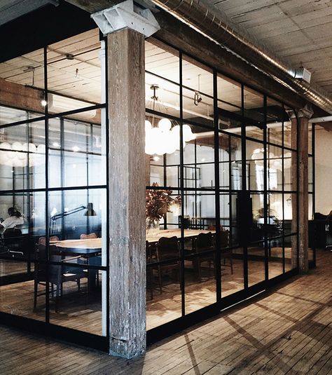 Industrial Lamp Design, Industrial Office Space, Glass Door Design, Warehouse Office, Industrial Office Design, Loft Office, Dream Office, Modern Office Design, Glass Walls