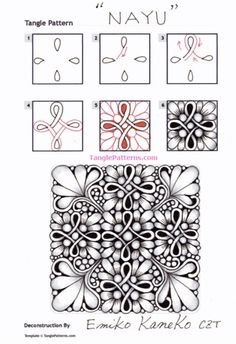 Nayu Zentangle, Zen Tangle Patterns Easy, Zentangle Drawings Beautiful, Zentangle Patterns Step By Step, Magazine Flowers, Modele Zentangle, Zantangle Art, Easy Zentangle, Zentangle Pattern