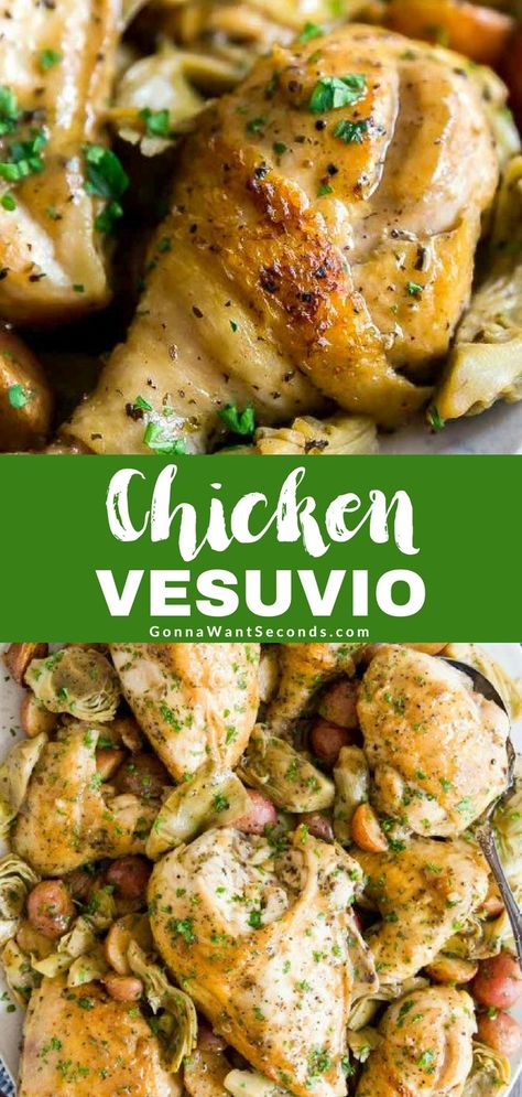 Chicken Vesuvio Recipe, Chicken Vesuvio, Pepper Bacon, The Best Chicken Recipes, Italian Comfort Food, Paleo Crockpot, Poultry Dishes, Best Chicken Recipes, Winner Winner Chicken Dinner