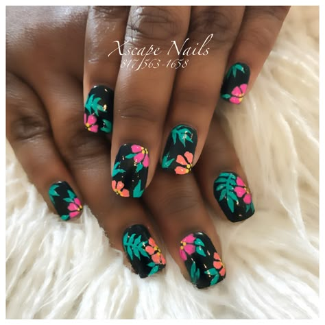 Tropical nails Vacation Nail Designs, Hawaiian Nails, Tropical Nail Art, Tropical Nail Designs, Hawaii Nails, Tropical Vacation Nails, Opal Nails, Tropical Nails, Vacation Nails