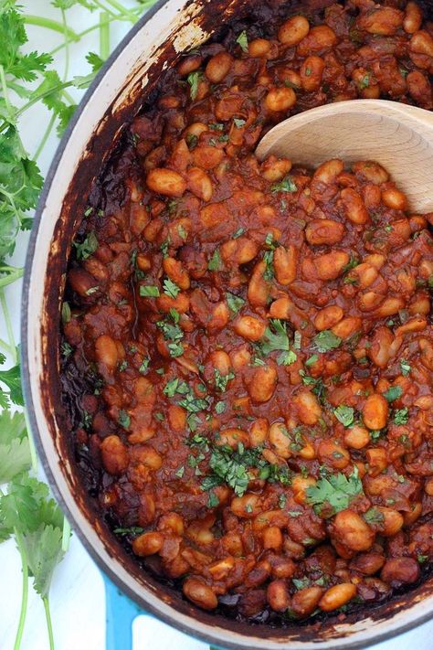 Savory Baked Beans, Mexican Baked Beans, Baked Beans With Chorizo, Chorizo And Beans Recipes, Mexican Beans With Chorizo, Chorizo And Refried Beans, Chorizo Black Bean, Eggs For Brunch, Beans With Chorizo