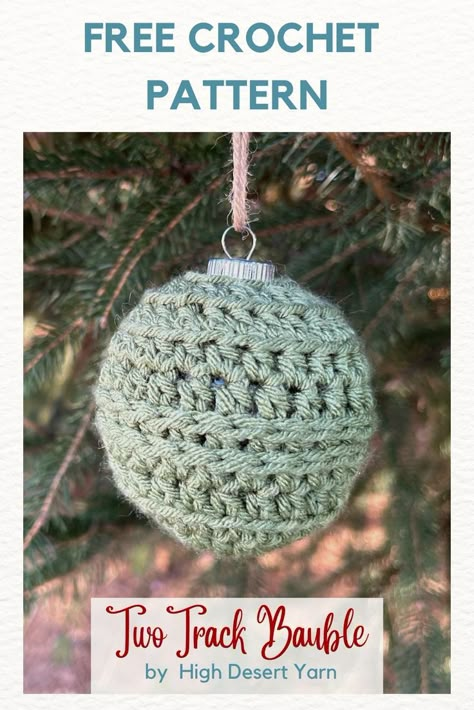 The Two Track Crochet Bauble makes for a rustic addition to your Christmas tree. Learn how to make it with this free tutorial. #crochet #crochetpattern #free #christmasdecor #christmasornament Ornament Crochet, Crochet Ornament Patterns, Crochet Ball, Yarn Bee, Bauble Ornaments, Crochet Ornaments, Ornament Pattern, Crochet Simple, Christmas Ornament Pattern