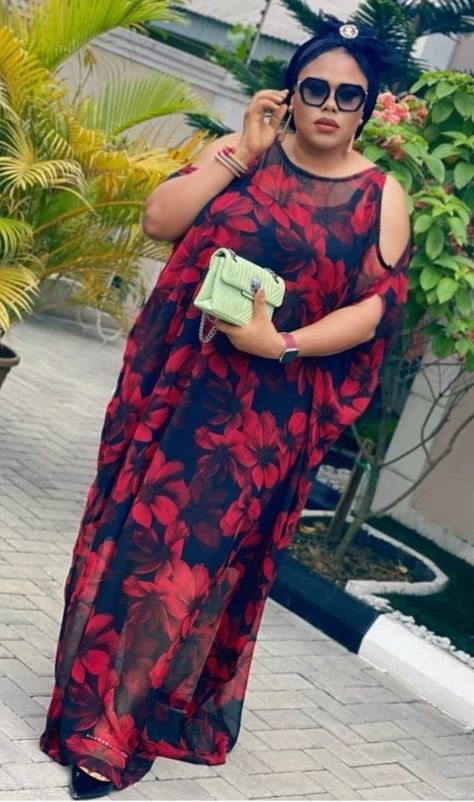 Chiffon Adire Styles, Chiffon Bubu Gown, Adire Silk And Chiffon Styles, Free Gowns Styles Chiffon Nigeria, Chiffon Bubu, Classy Dresses For Women, Latest Chiffon Gown Styles, Bubu Kaftan Styles, Material Styles For Ladies