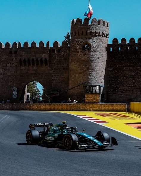 Aston Martin Aramco Cognizant on Instagram: “P6 in Baku! 💚 Points in the bag in Azerbaijan after a great drive from Seb. #AzerbaijanGP #AstonMartinF1 #AstonMartin #FormulaOne #F1…” Azerbaijan Grand Prix, Sebastian Vettel, Formula 1 Car, In The Bag, Azerbaijan, Race Track, Baku, Tower Bridge, Formula One