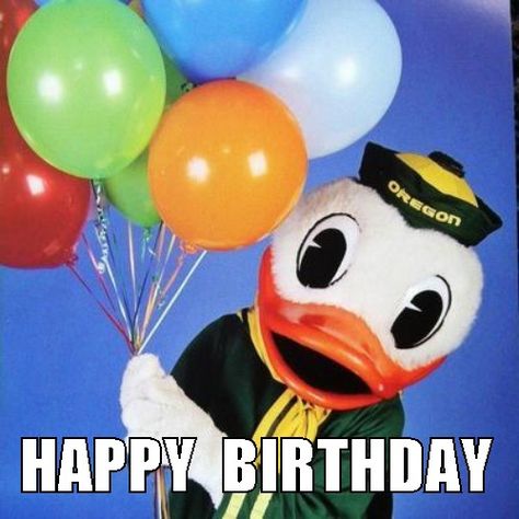 University of Oregon mascot, The Duck Duck Happy Birthday, Duck Pics, Ducks Football, Duck Birthday, University Of Oregon, Oregon Ducks, It's Your Birthday, The Duck, Happy Birthday Greetings