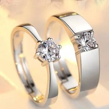 Couple Rings Silver, Cz Wedding Ring Sets, Couple Ring Design, Engagement Rings Couple, Cool Wedding Rings, Couple Wedding Rings, Trendy Ring, Jewelry Wedding Rings, Jewelry Crystal