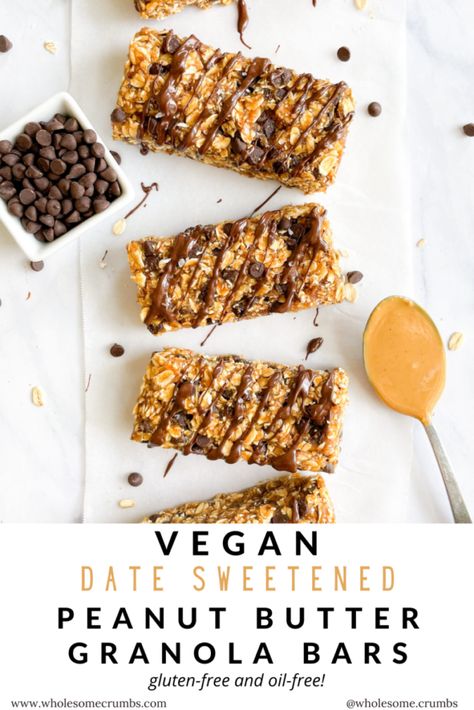 Peanut Butter Date Bar, Homemade Granola Bars With Dates, Dates Granola Bars, Granola Bars With Dates, Date Granola Bars, Vegan Granola Bars, Ella Vegan, No Bake Granola Bars, Peanut Butter Oats