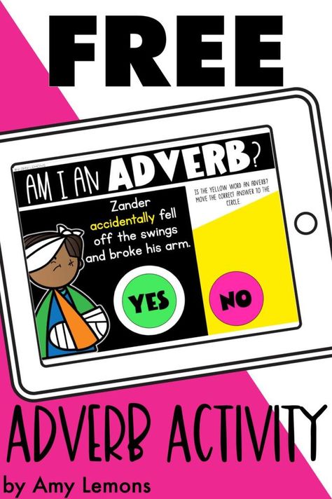 Adverbs Activities, Adverb Activities, Interactive Reading Activities, Grammar Lesson Plans, Classroom Incentives, Amy Lemons, Parts Of Speech Activities, Yellow Words, Apple Picture