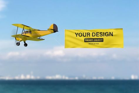 Plane Pulling Banner, Plane Advertising, Plane With Banner, Airplane Banner, Flying Banner, Blank Banner, Airplane Flying, Passenger Aircraft, Brick Wall Background