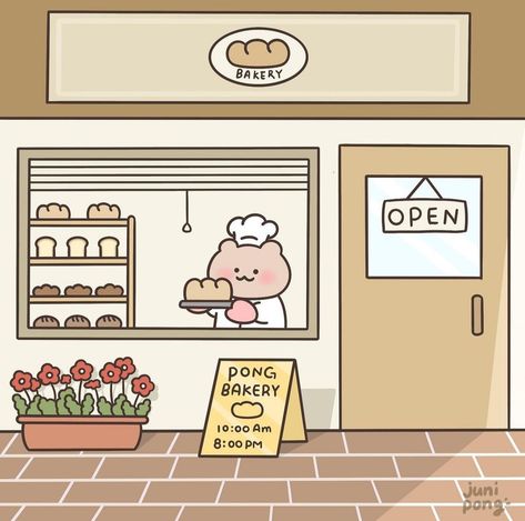 Baking Pfp Aesthetic, Kawaii Bakery Drawing, Kawaii Cafe Drawing, Bakery Drawing Illustration, Cute Bakery Illustration, Bakery Design Poster, Cute Bakery Drawing, Bakery Illustration Drawings, Cute Cafe Drawing