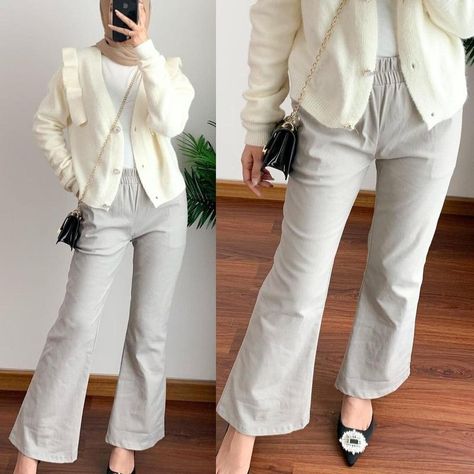 Cutbray basic pants katun twill combed Celana Fashion, Cotton Pants Women, Basic Pants, Trousers Women Wide Leg, Work Pants Women, Casual Hijab Outfit, Style Korea, Pants Women Fashion, New Pant