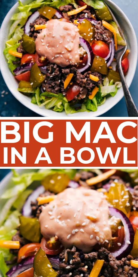 Big Mac In A Bowl, Hamburger Dinner Ideas, Classic Hamburger, Dinner Quick, Easy Hamburger, The Bun, Lunch Recipes Healthy, Make Ahead Meals, Quick Dinner Recipes