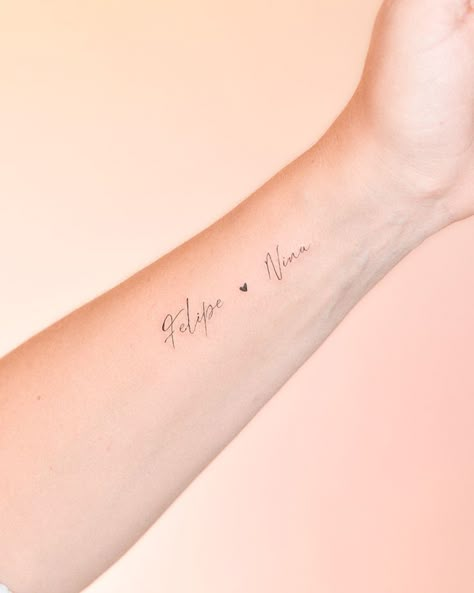 2 Name Tattoos For Women, Fine Line Children Tattoo, 2 Kids Names Tattoos For Women, Feminine Name Tattoos, Mason Tattoo Name, Child’s Name Tattoo Dainty, Fine Line Name Tattoo Arm, Fine Line Kids Name Tattoo, Small Kids Tattoos For Moms