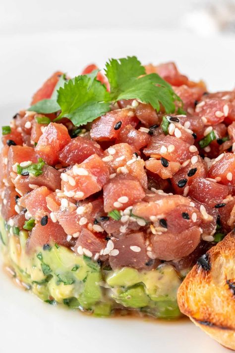 Raw Tuna Recipe, Tartar Recipe, Tuna Tartare Recipe, Spectacled Owl, Tartare Recipe, Tuna Ceviche, Tuna Tartar, Raw Tuna, Salmon Tartare