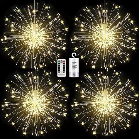 FOOING 4 Pack LED Firework Copper Lights8 Modes Dimmable String Fairy Lights with Remote ControlDecorative Hanging Starburst Lights for PartiesHomeChristmas Outdoor Decoration: Amazon.ca: Electronics Hang From Ceiling Decor, Firework Lights, Copper Wire Fairy Lights, Wire Fairy Lights, Sphere Light, Starburst Light, Hanging Christmas Lights, Copper Wire Lights, Star String Lights