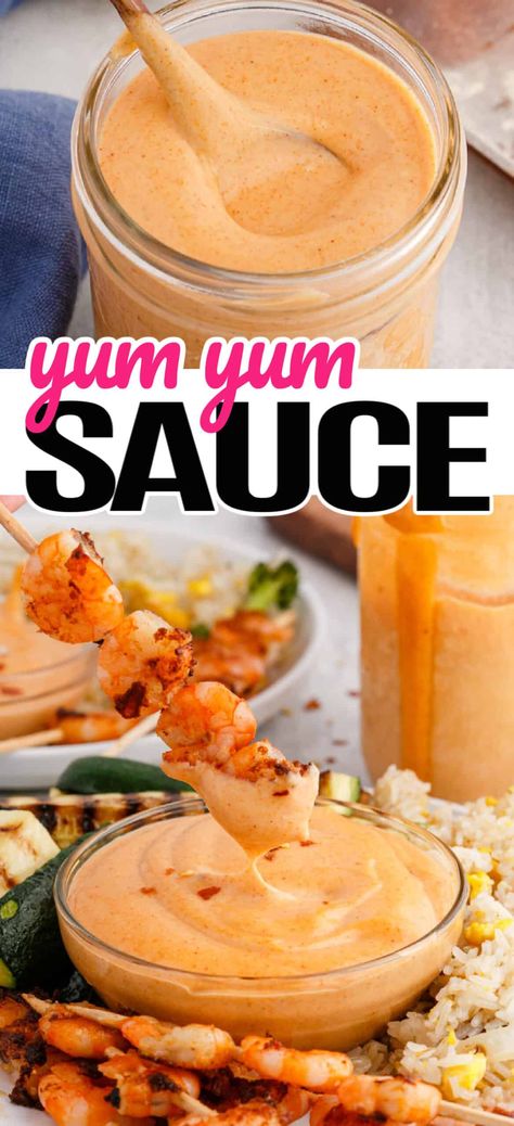 Yum Yum Sauce is the star dipping sauce for everything from veggies to fish and beef. It turns any dish from "ok" to mmmm-azing! Yam Yam Sauce, Shrimp Yum Yum Sauce Recipes, Dipping Sauce For Fish Sticks, Dipping Sauces For Fried Fish, Yum Yum Sauce 12 Tomatoes, Fish Stick Dipping Sauce, Copycat Yum Yum Sauce, Shrimp Sauce Recipe Yum Yum, Best Yum Yum Sauce Recipe