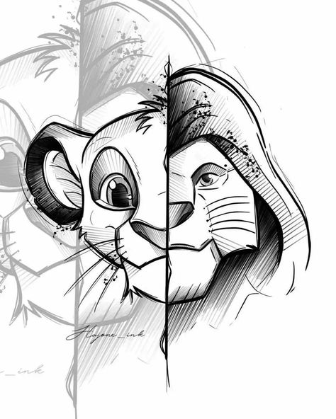 Rocket Racoon Tattoo, Simba Sketch, Tattoo Lion King, Lion King Drawing, Simba Drawing, Character Tattoo Ideas, Simba Tattoo, Racoon Tattoo, Lion King Tattoo