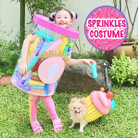 Sprinkle Costume, Fruit Costume Diy, Sprinkles Costume, Make Sprinkles, Fruit Costumes, Diy Sprinkles, Dippin Dots, Halloween Sprinkles, Kid Drinks