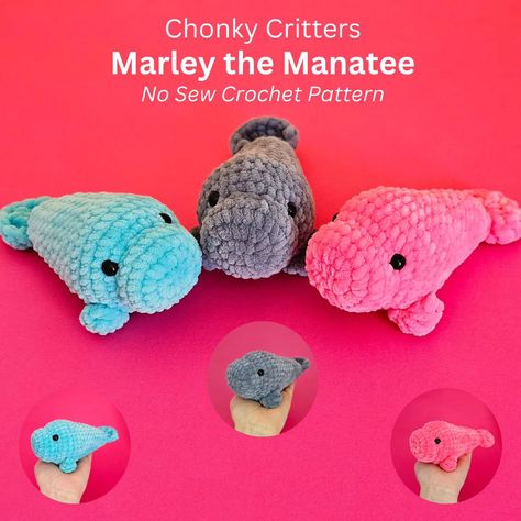 Crochet Manatee Pattern, No Sew Stuffed Animals Diy, Crochet Manatee Pattern Free, Manatee Crochet Pattern Free, No Sew Crochet Amigurumi Free Patterns, Crochet Arugami, Easy Crochet Animals Free Patterns, Crochet Patterns Stuffed Animals, Animal Crochet Patterns Free