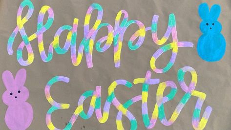 Easter Banners, Painted Banners, Painted Banner, Banner Inspiration, Painted Crafts, Happy Easter Banner, Easter 2023, Banner Decor, Easter Banner