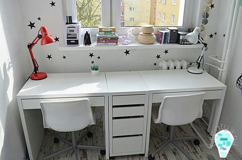 Shared Boys Room With Desks, Kids Homework Room, Twin Nursery Room, Desk For Girls Room, Man Cave Basement Ideas, Desk For Two, Shared Boys Rooms, Basement Ideas Man Cave, Basement Ideas Cozy