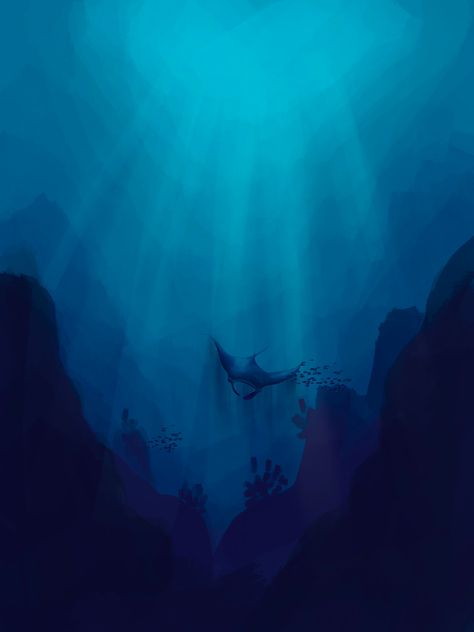 Underwater Art Aesthetic, Underwater Art Background, Under Water Concept Art, Underwater Sea Drawing, Jellyfish Underwater Drawing, Underwater Ocean Drawing, Ocean Surface Drawing, Deep Sea Painting Underwater, Deep Underwater Aesthetic