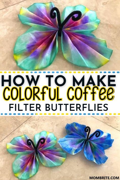 Have lots of coffee filters at home you're about to throw away? Transform them into these gorgeous and colorful Butterfly Craft with your kids using a little science and creativity! Check out the full instructions here to get started. #CoffeeFilterKidsCraft #KidsButterflyCraft #FunMessFreeKidsArtProject Coffee Filter Butterflies, Flip Flop Craft, Peacock Crafts, Butterfly Craft, Coffee Filter Crafts, Coffee Filter Flowers, Make Coffee, Spring Fun, Spring Crafts For Kids