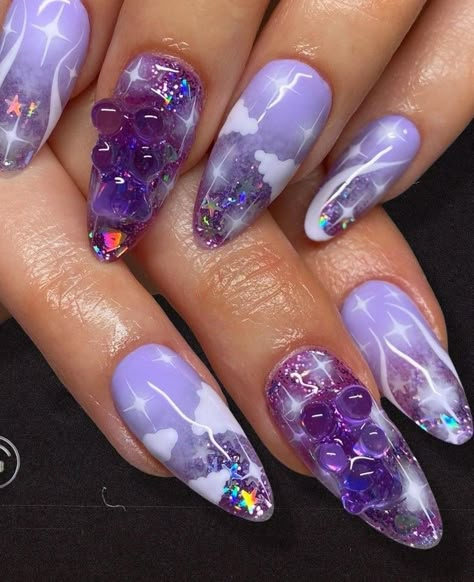 Nails With Gummy Bears, Gummi Bear Nail Designs, Nails With Gummy Bears On Them, Purple Gummy Bear Nails, Gummy Bear Nails, Nails With Gummy Bear Charms, Neon Acrylic Nails, Gummy Bear, Bears Nails