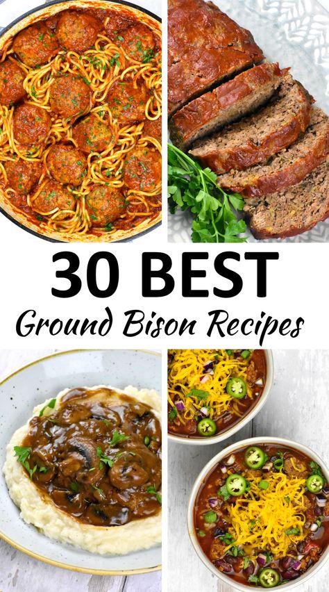 Ground Bison Recipes Healthy, Bison Meat Recipes, Ground Bison Recipes, Bison Recipes, Ground Bison, Bison Meat, Buffalo Recipe, Bison Burgers, Buffalo Bison