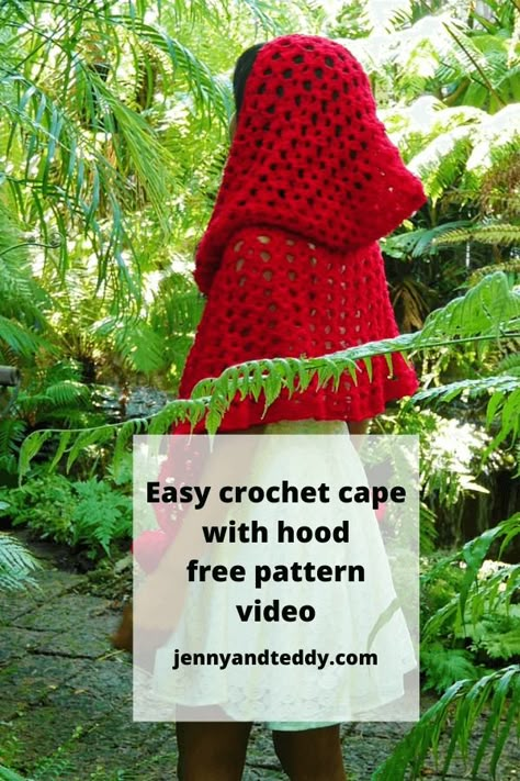 Crochet Cape With Hood Free Pattern, Crochet Shawl With Hood Free Pattern, Crochet Cape Shawl Pattern Free, Crochet Cape With Hood, Crochet Hooded Cloak Pattern, Easy Crochet Capelet Free Pattern, Crochet Hooded Cloak Pattern Free, Hooded Crochet Shawl, Hooded Capelet Crochet Pattern Free