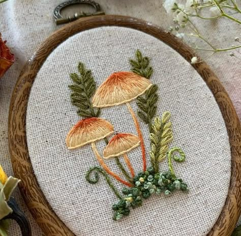 DIY Embroidery Pattern: Mushroom Garden | Etsy Garden Embroidery, Mushroom Garden, Diy Embroidery Patterns, Hand Embroidery Projects, Cute Embroidery, 자수 디자인, Sewing Embroidery Designs, Hand Embroidery Art, Hand Embroidery Stitches