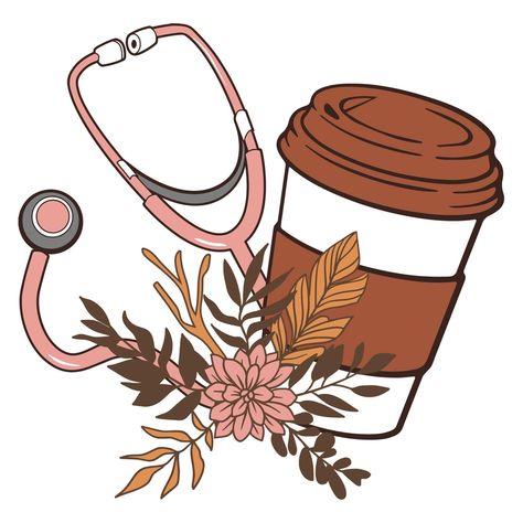 Nursing Cartoons Art, Cute Medical Aesthetic, Nurse Art Illustrations, Nurse Clip Art, Nursing Wallpaper, Nurse Drawing, Memorial Tattoo Quotes, Coffee Cup Icon, Nurse Inspiration