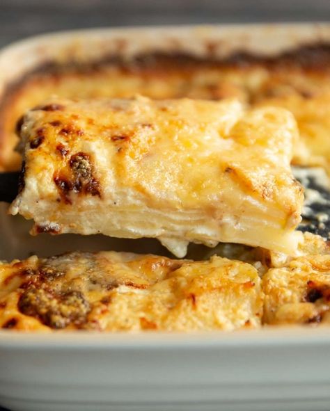 Pommes Dauphinoise, Chicken Receipt, Tuna Potato, Dauphinoise Potatoes, Potato Gratin Recipe, Pepper Pesto, Tortilla Cups, Pan Roast, Potatoes Dauphinoise