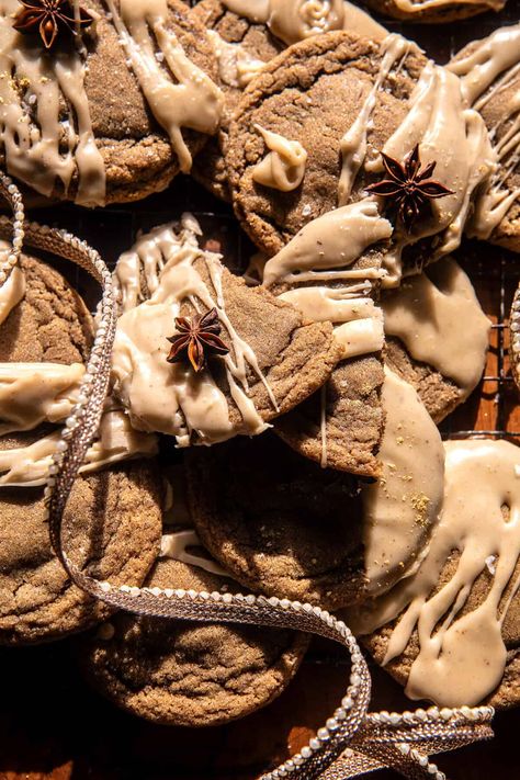 Maple Chai Latte Cookies with Brown Butter Icing | halfbakedharvest.com Lace Cookies Half Baked Harvest, Half Baked Harvest Brown Butter Cookies, Maple Chai Latte Cookies, Half Baked Harvest Gingerbread Latte Cookies, Half Baked Harvest Vanilla Bean Cookies, Maple Oatmeal Lace Cookies Half Baked Harvest, Chai Gingerbread Cookies, Maple Cookies, Christmas Cutout Cookies