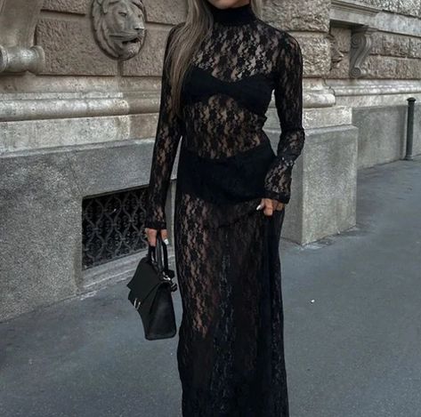 Best advice ever. 🦇 🖤 🦇 Black outfits online NOW! 🦇 Tight Maxi Dress, Full Sleeve Maxi Dress, Flowy Bohemian Dresses, Trendy Maxi Dresses, Stylish Midi Dress, Ootd Dress, Mesh Maxi Dress, Dress 2024, High Neck Long Sleeve