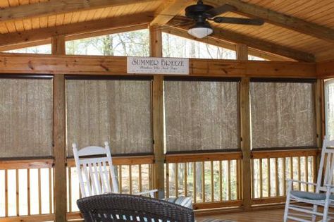 Porch Blinds, Porch Shades, Window Blinds And Shades, Custom Window Coverings, Outdoor Blinds, Faux Wood Blinds, Screen Porch, Porch Railing, Afternoon Sun