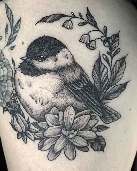 Details 👀 #tattoo #chickadeetattoo #chickadee #flowerporn #tattooroom #art #artistsofinstagram #tattoooftheday #blackworktattoo… Chickadee Tattoo, Dr Tattoo, Vogel Tattoo, Full Sleeve Tattoo Design, Full Sleeve Tattoos, Full Sleeve Tattoo, Bird Tattoo, Tattoo Sleeve Designs, Mom Tattoos