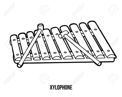 Xylophone Drawing, Xylophone Clipart, Preschool Music Activities, Small Drawing, Drawing Room Interior Design, Graphic Design Portfolio Print, Fruit Coloring Pages, Preschool Music, Easy Drawings For Kids